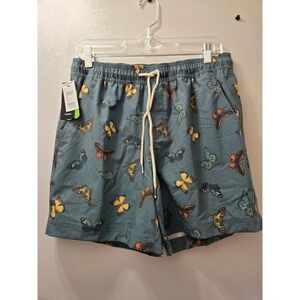 R S Q Swim Shorts Butterfly Print Elastic Waist Drawstring Men's‎ Medium NWT